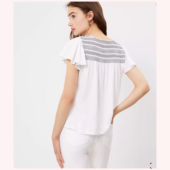 LOFT Smocked Yoke Flutter Top - Picture 2 of 3